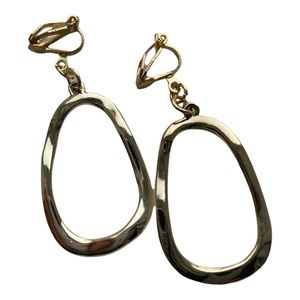 Gold Oval Hoop Earrings Clip On